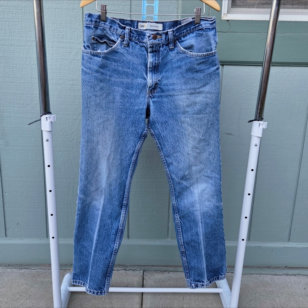 Vintage Lee 1990's Mens Regular Fit Light Wash Straight Leg Jeans 36x30